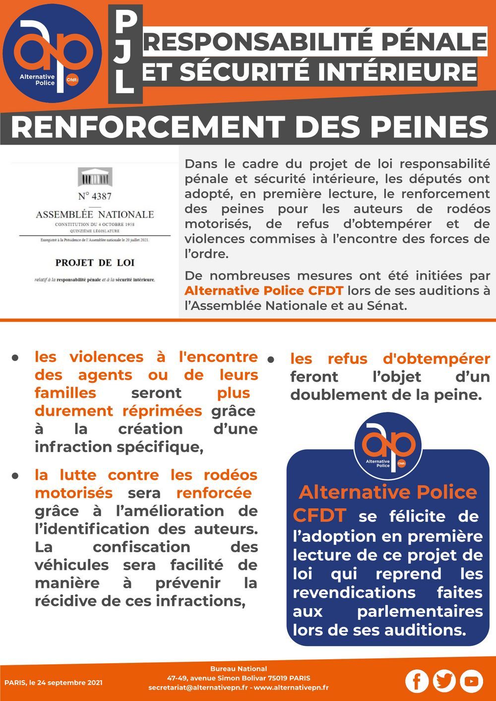 PJL responsabilité pénale et sécurité intérieure