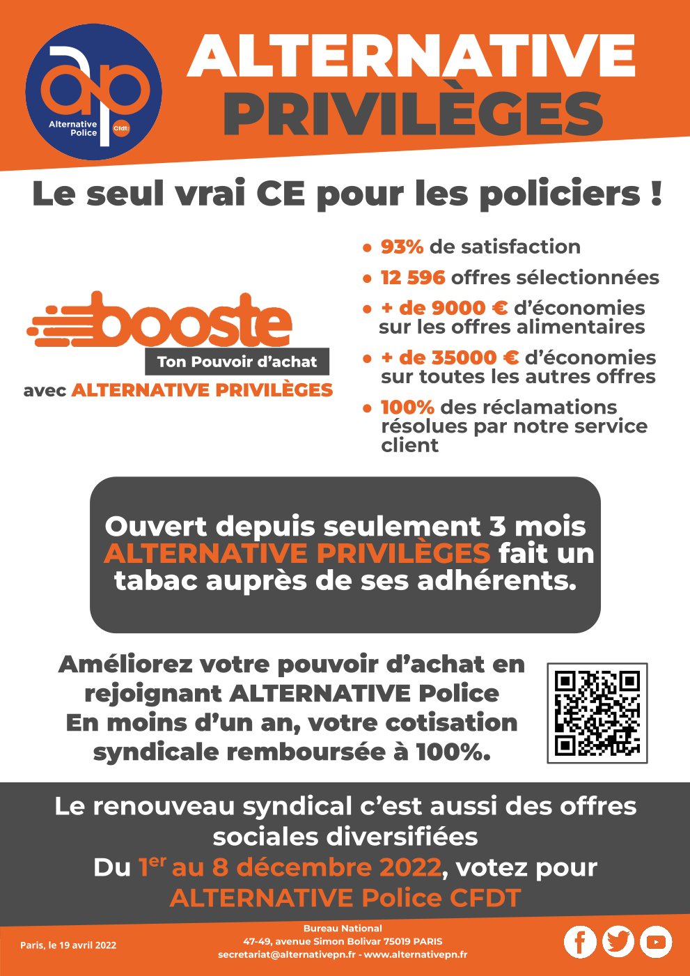 ALTERNATIVE PRIVILEGES : Le seul vrai CE pour les policiers !