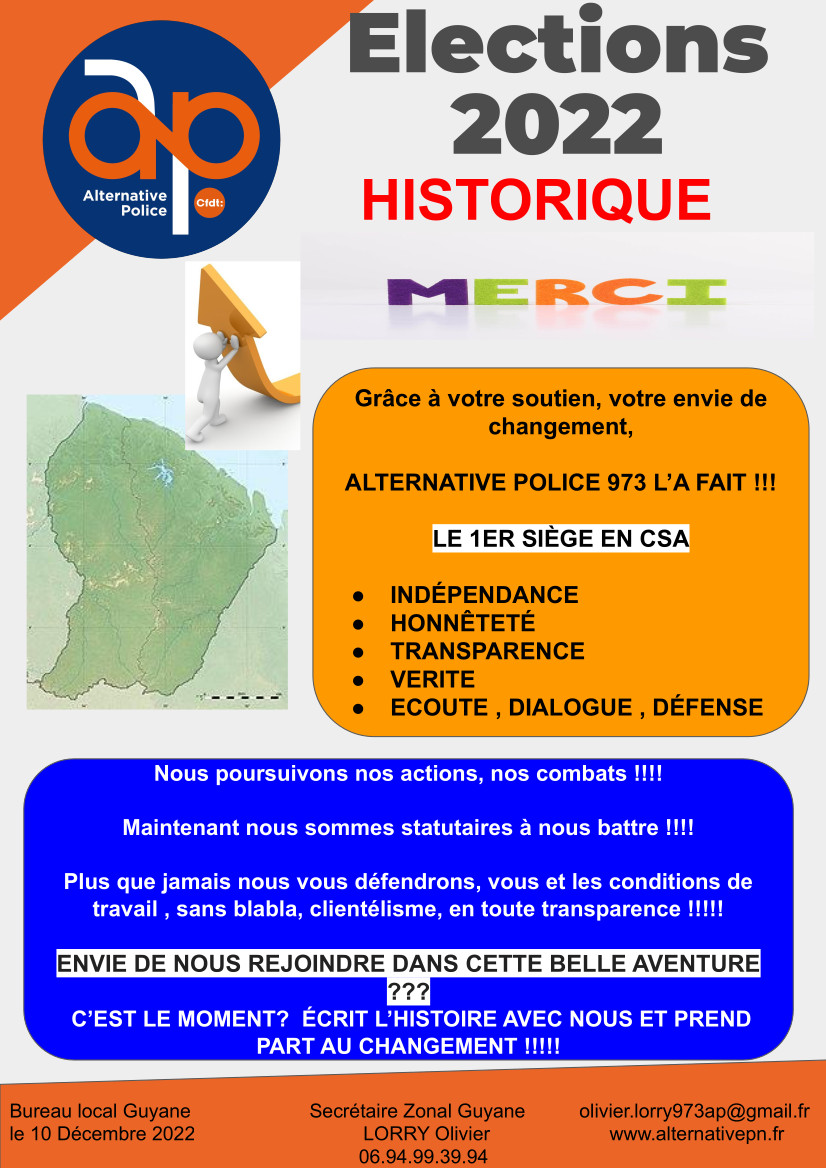 Guyane - Résultats historiques lors des élections professionnelles 2022