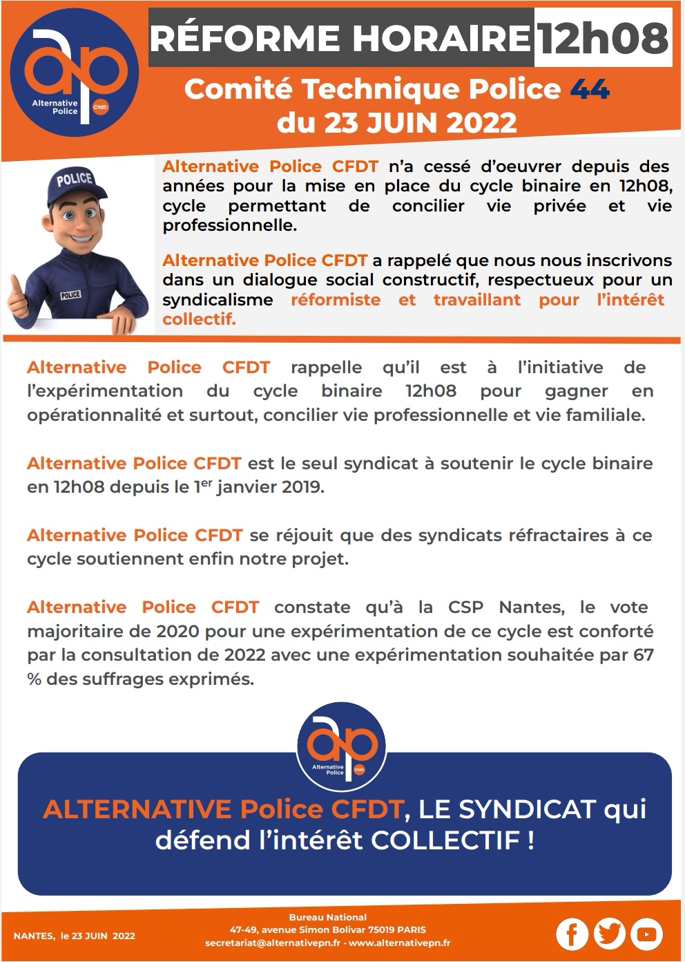 En route vers une expérimentation du cycle en 12h08 !