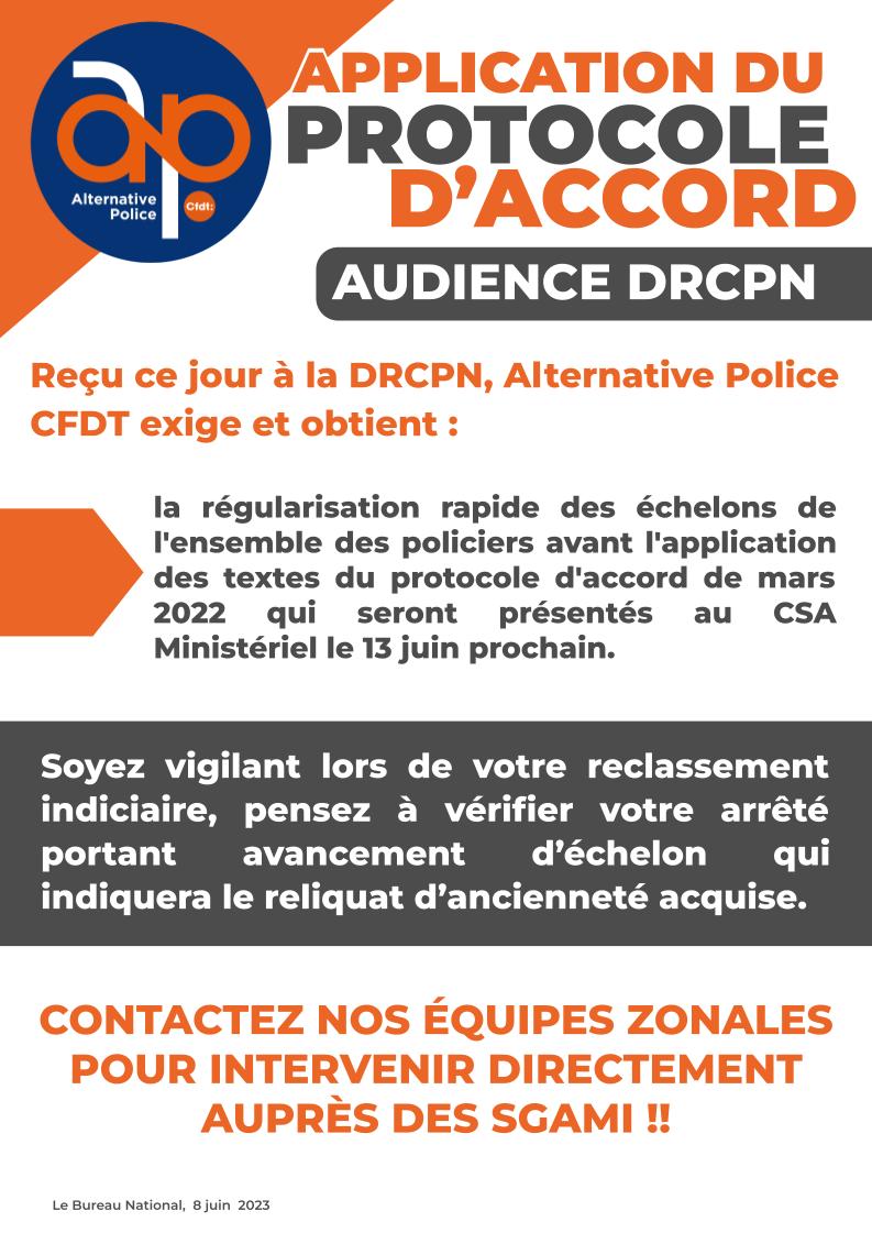 Audience DRCPN : application du protocole de mars 2022