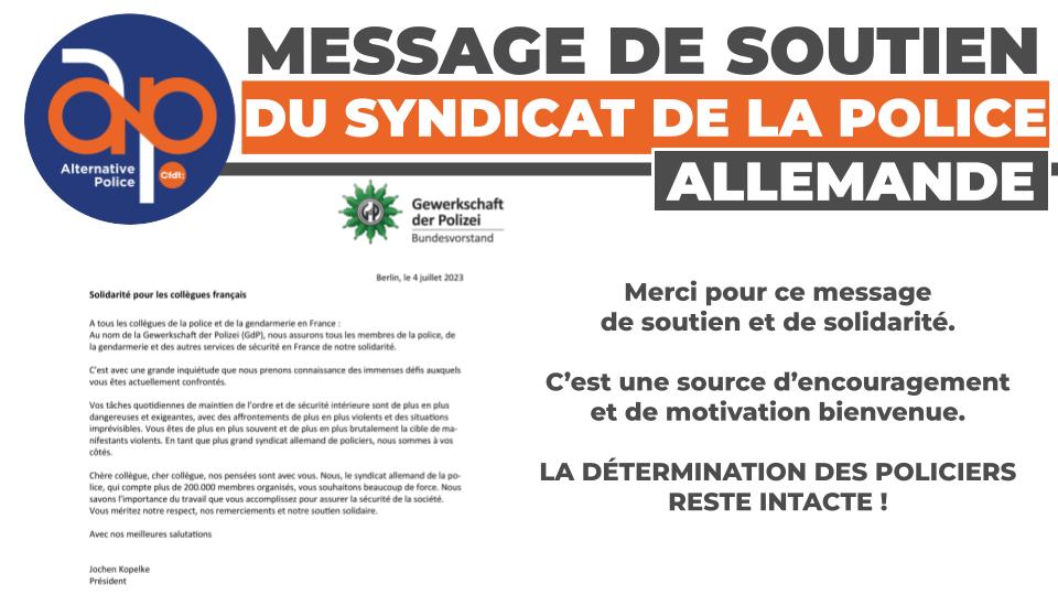 Message de soutien du syndicat de la police Allemande