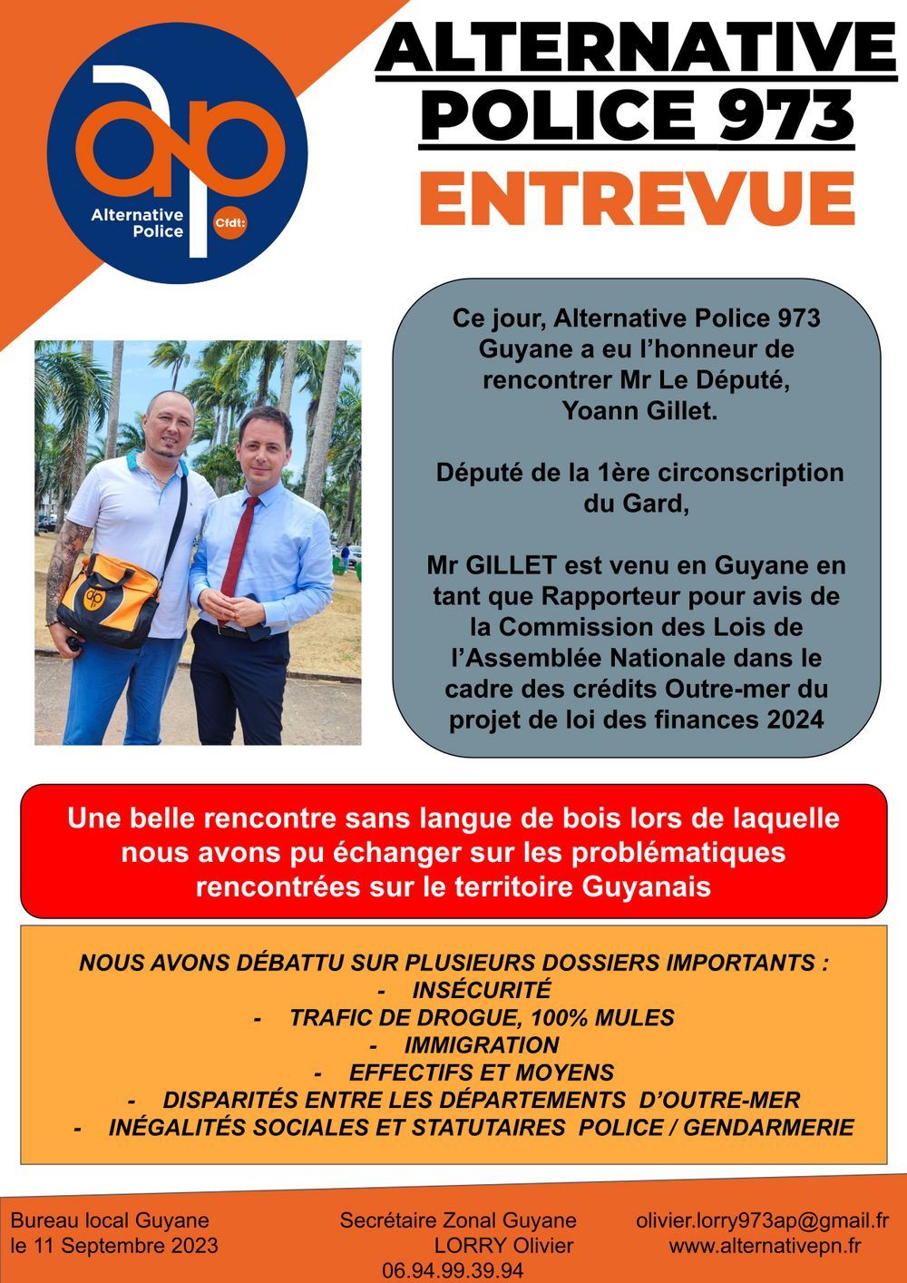 GUYANE : entrevue avec Yoann Gillet, député du GARD