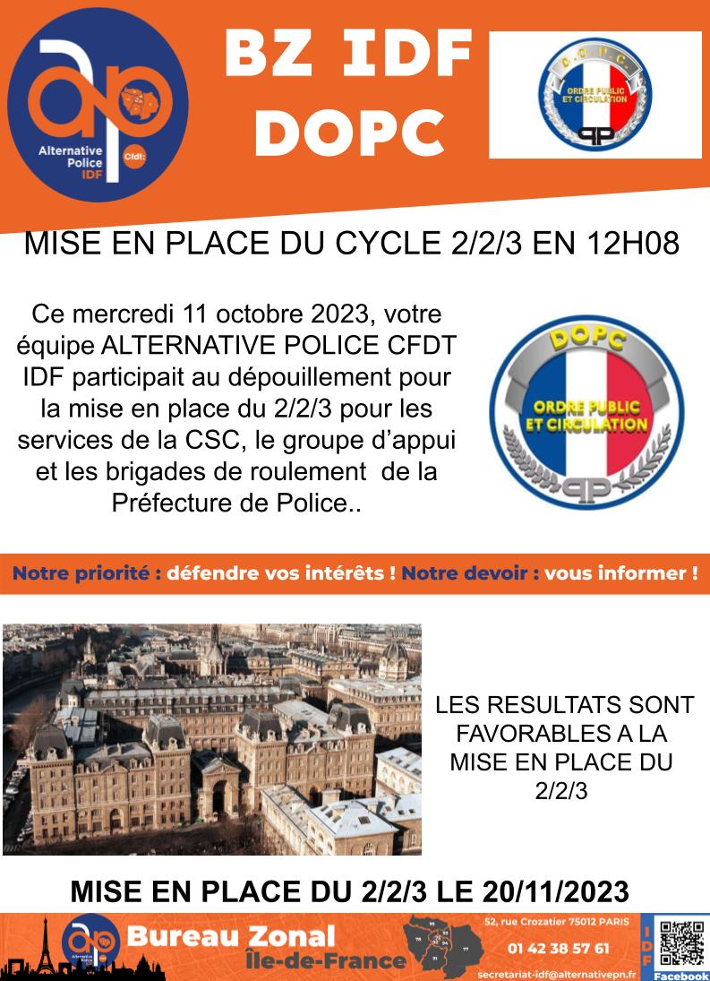 DOPC CSC : Mise en place du 2/2/3 en 12h08