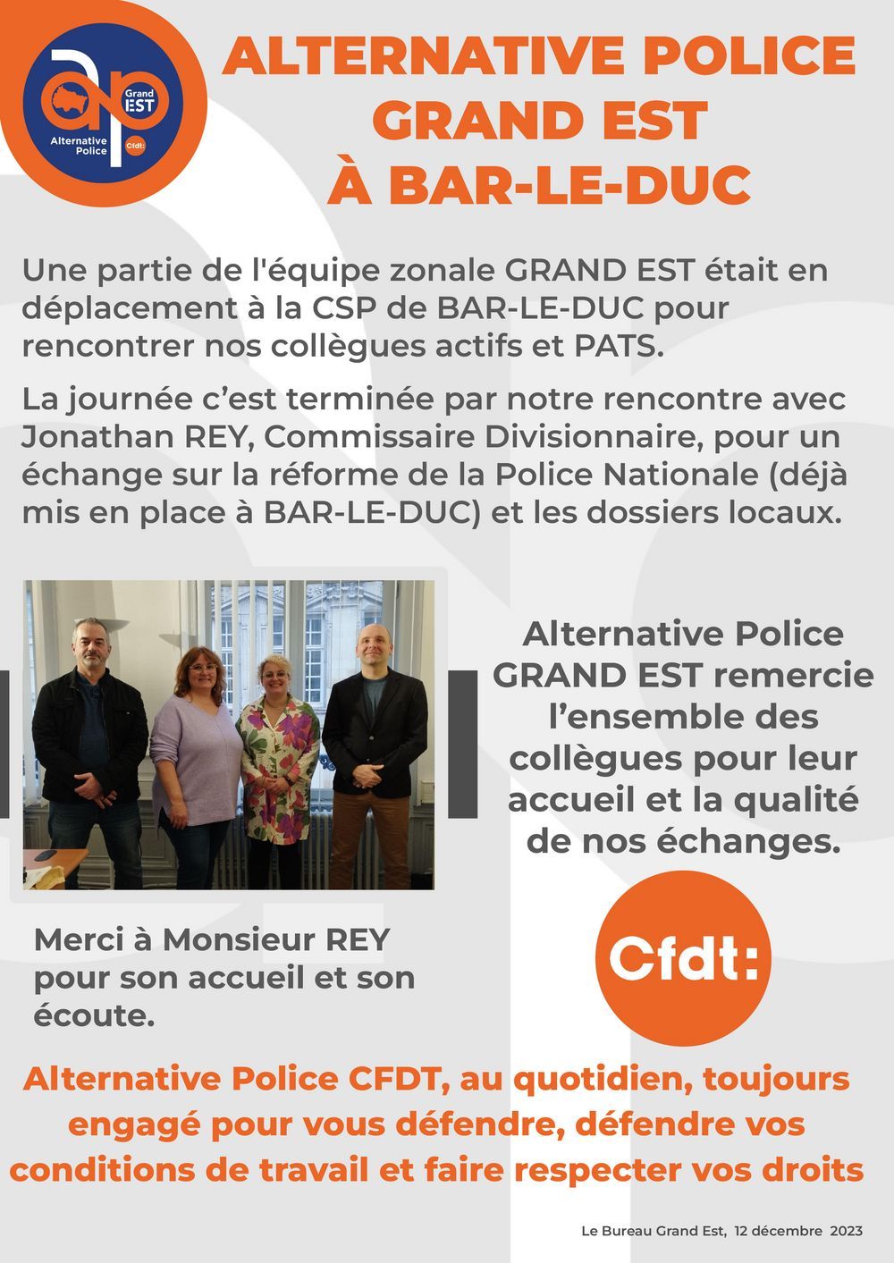 ALTERNATIVE POLICE CFDT GRAND EST À BAR-LE-DUC