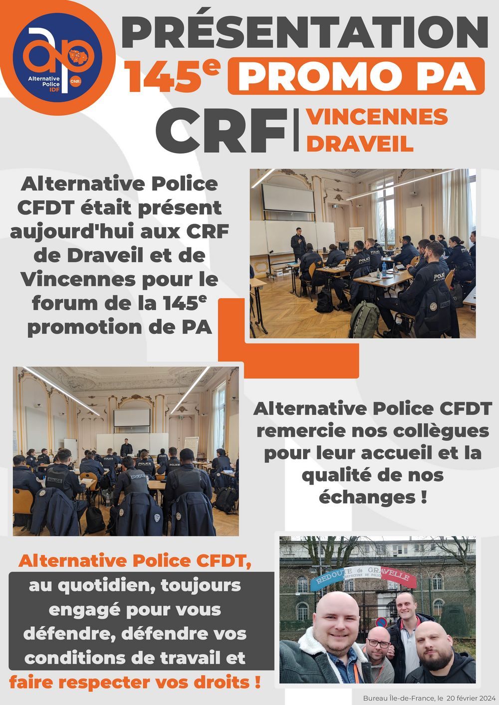 Présentation Alternative Police CFDT : 145e promotion de PA