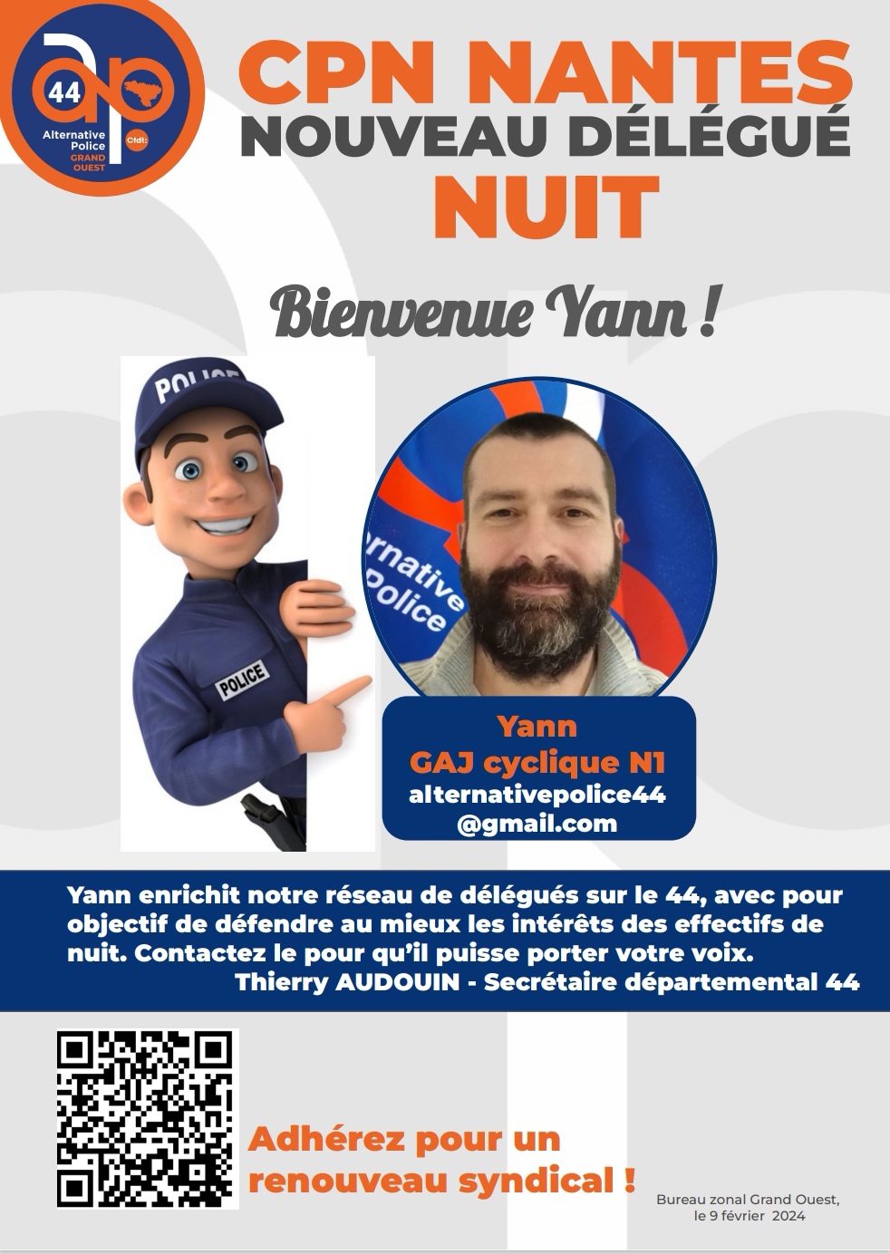 Bienvenue Yann ! Nouveau délégué nuit au CPN Nantes