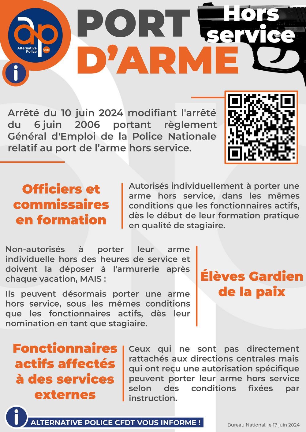 Port d'arme Hors Service : nouveautés