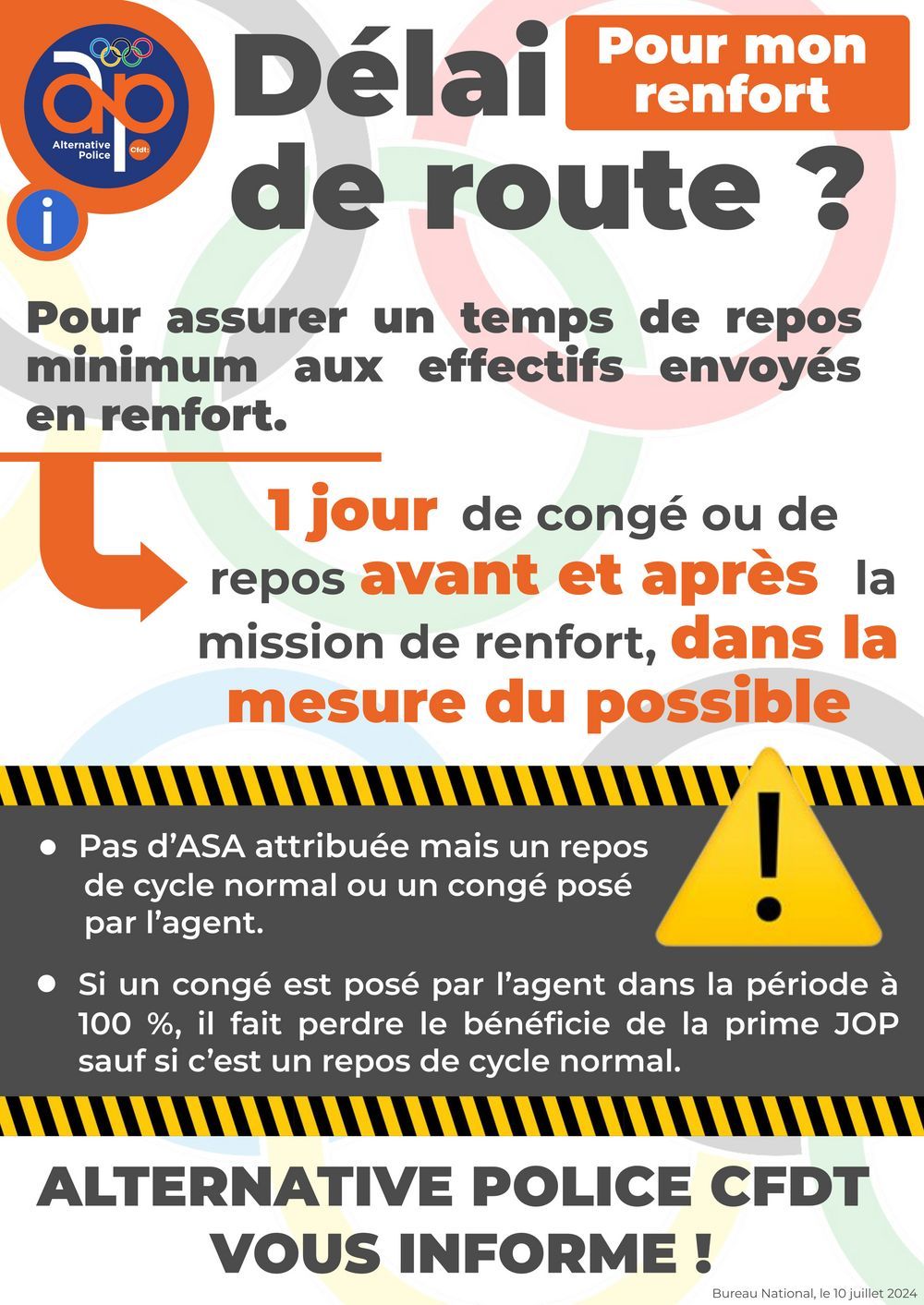 Délai de route pour mon renfort