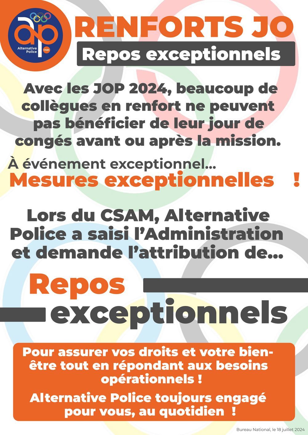 Renfort JO : congés exceptionnels