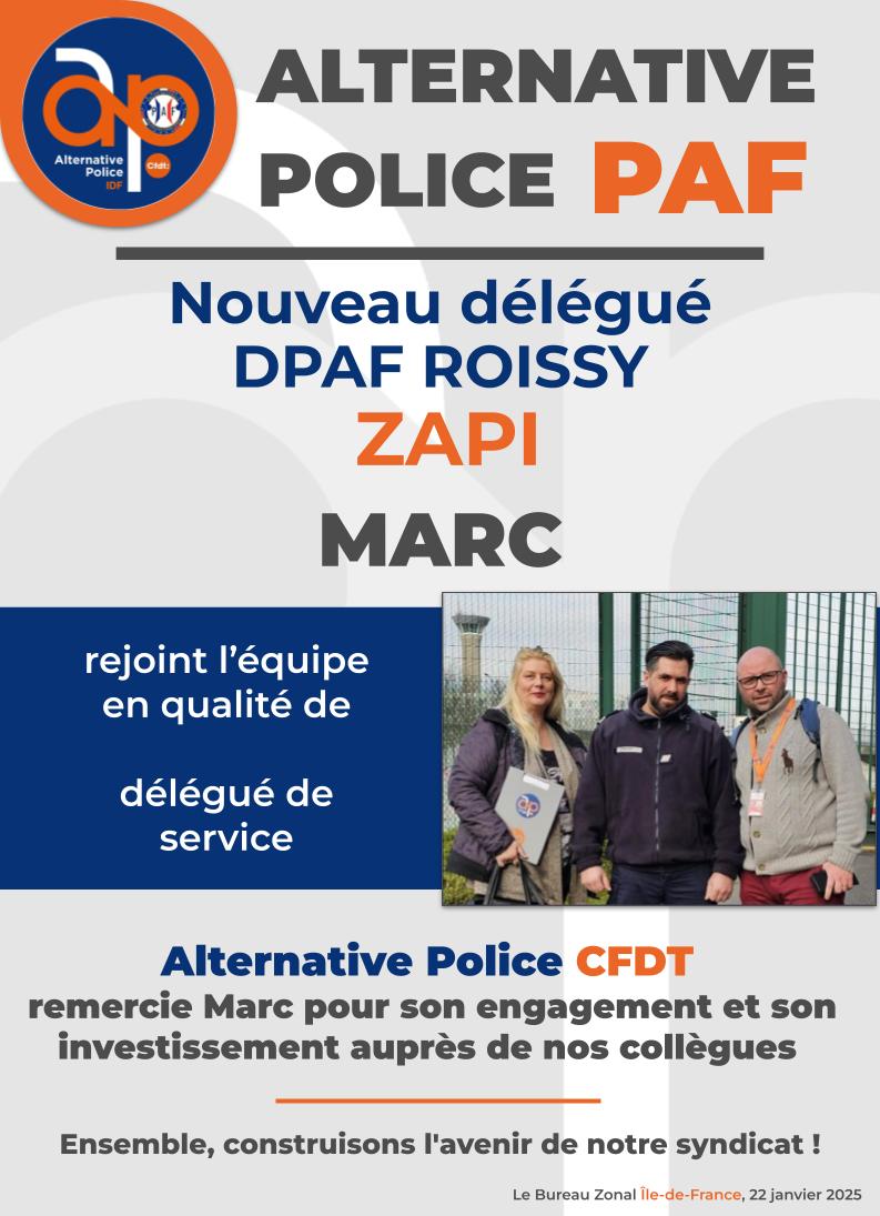 Bienvenue à Marc, notre nouveau délégué ZAPI DPAF Roissy !