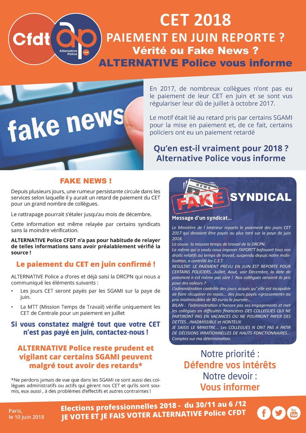 CET : paiement reporté - Vérite ou fake news ?