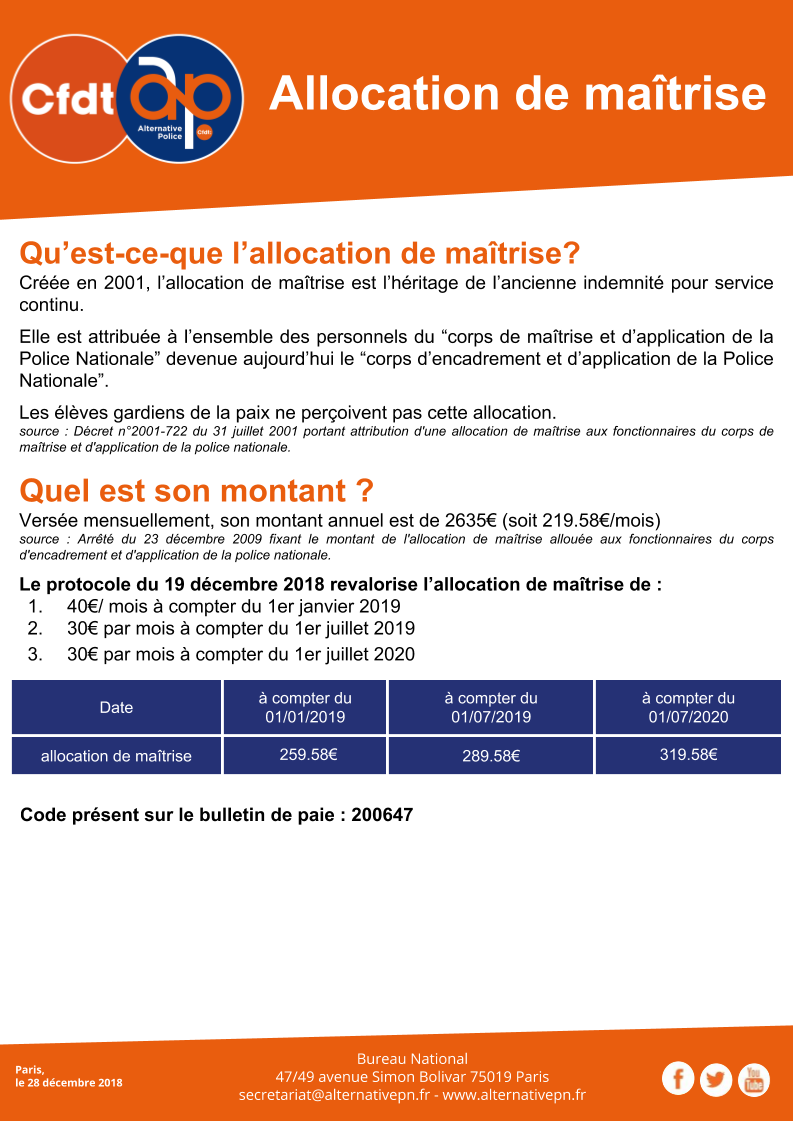 Allocation de maîtrise