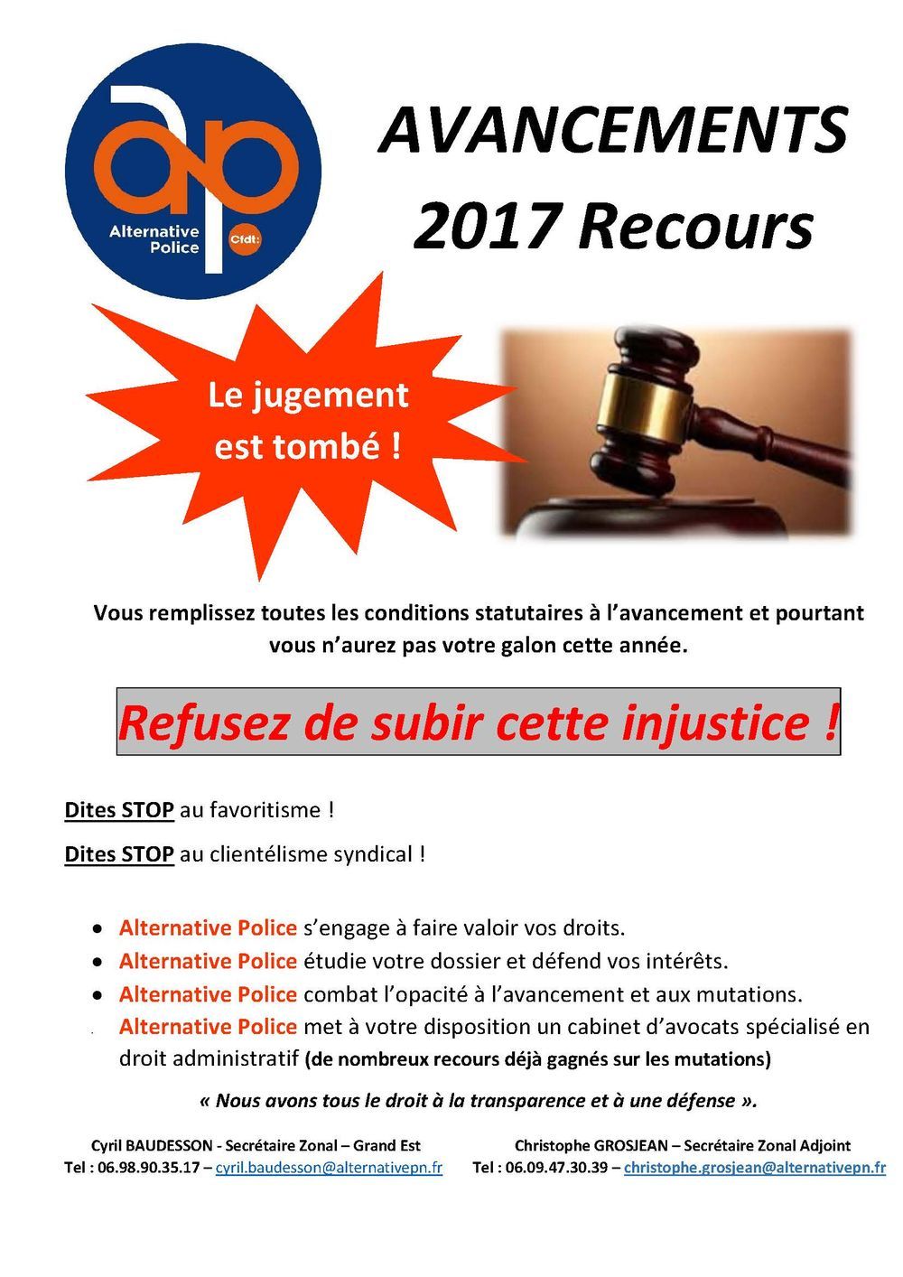 AVANCEMENTS 2017 Recours