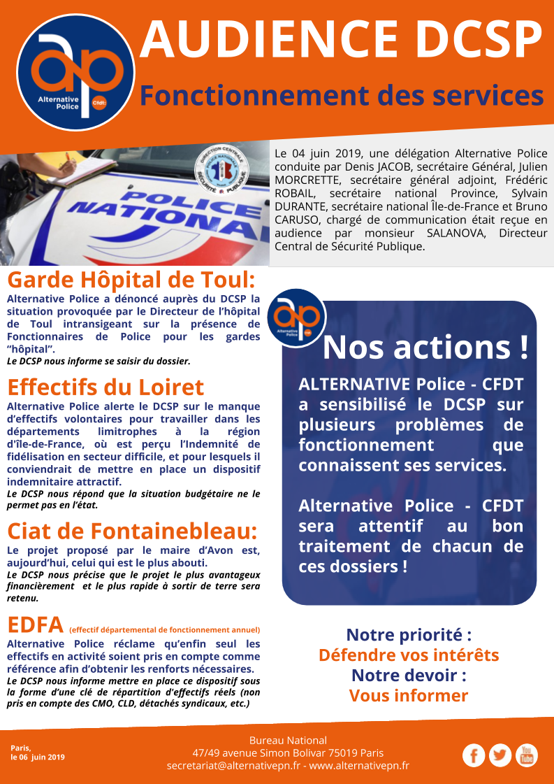 AUDIENCE DCSP : fonctionnement des services