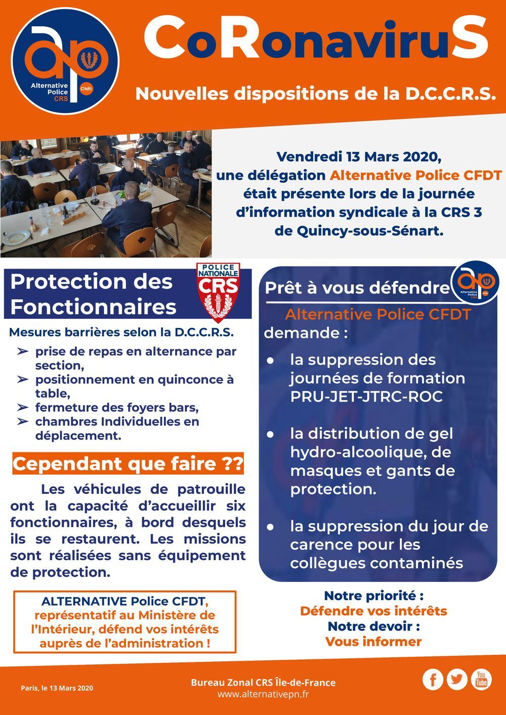 Coronavirus nouvelles dispositions de la D.C.C.R.S