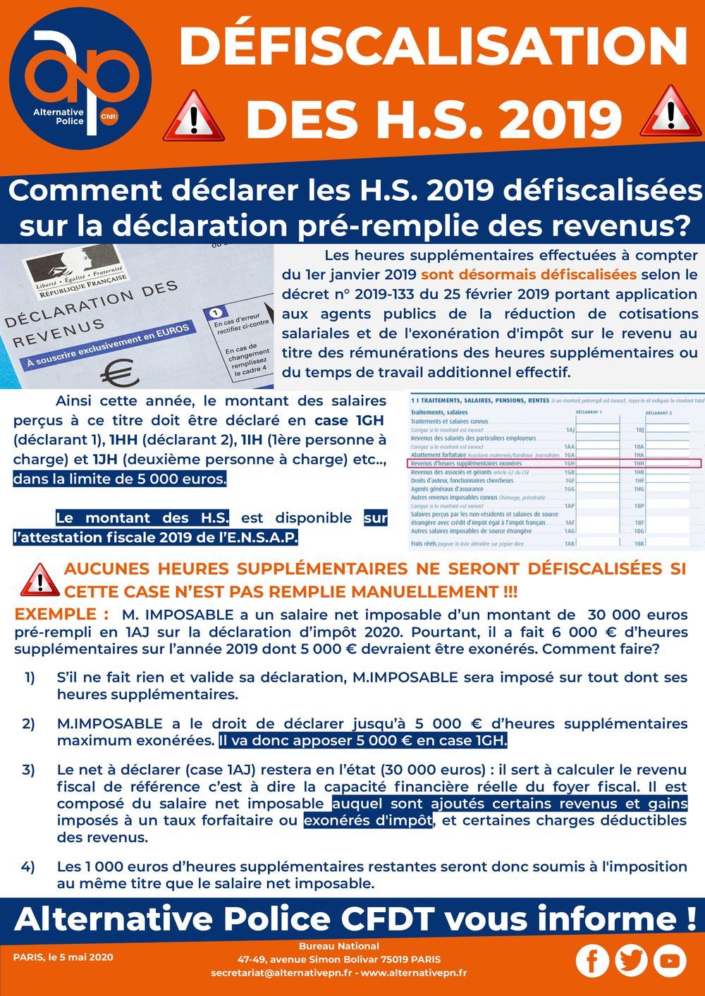 Défiscalisation des H.S. 2019