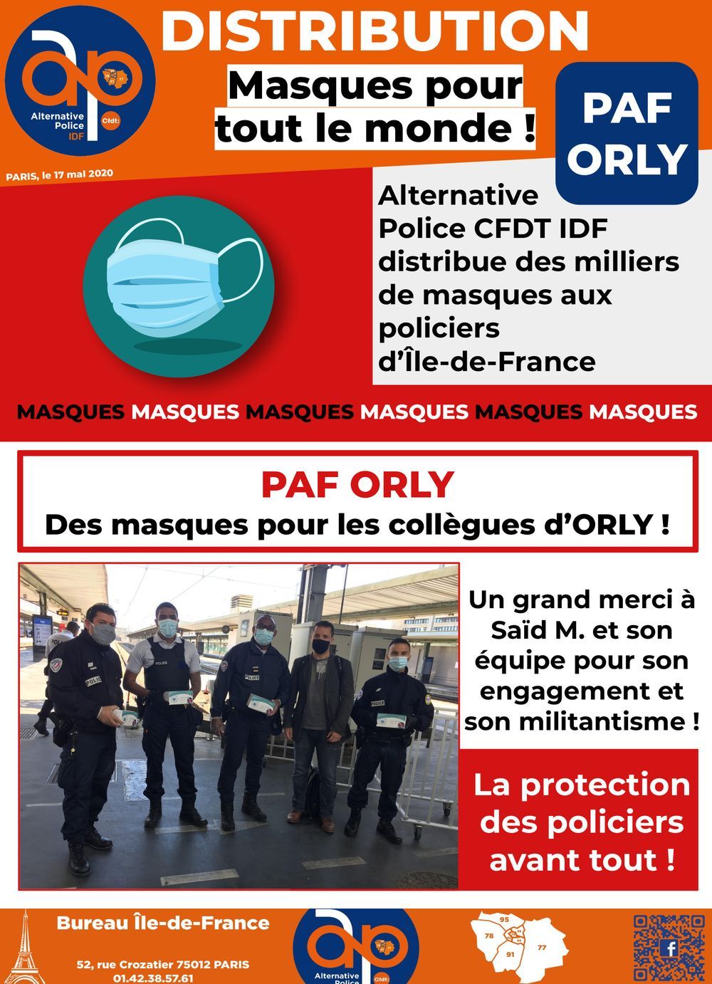 PAF ORLY : Distribution de masques pour tout le monde ! 