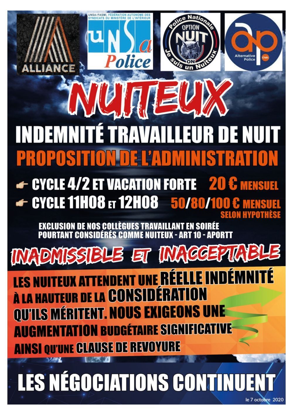 Intersyndicale pour défendre les nuiteux !