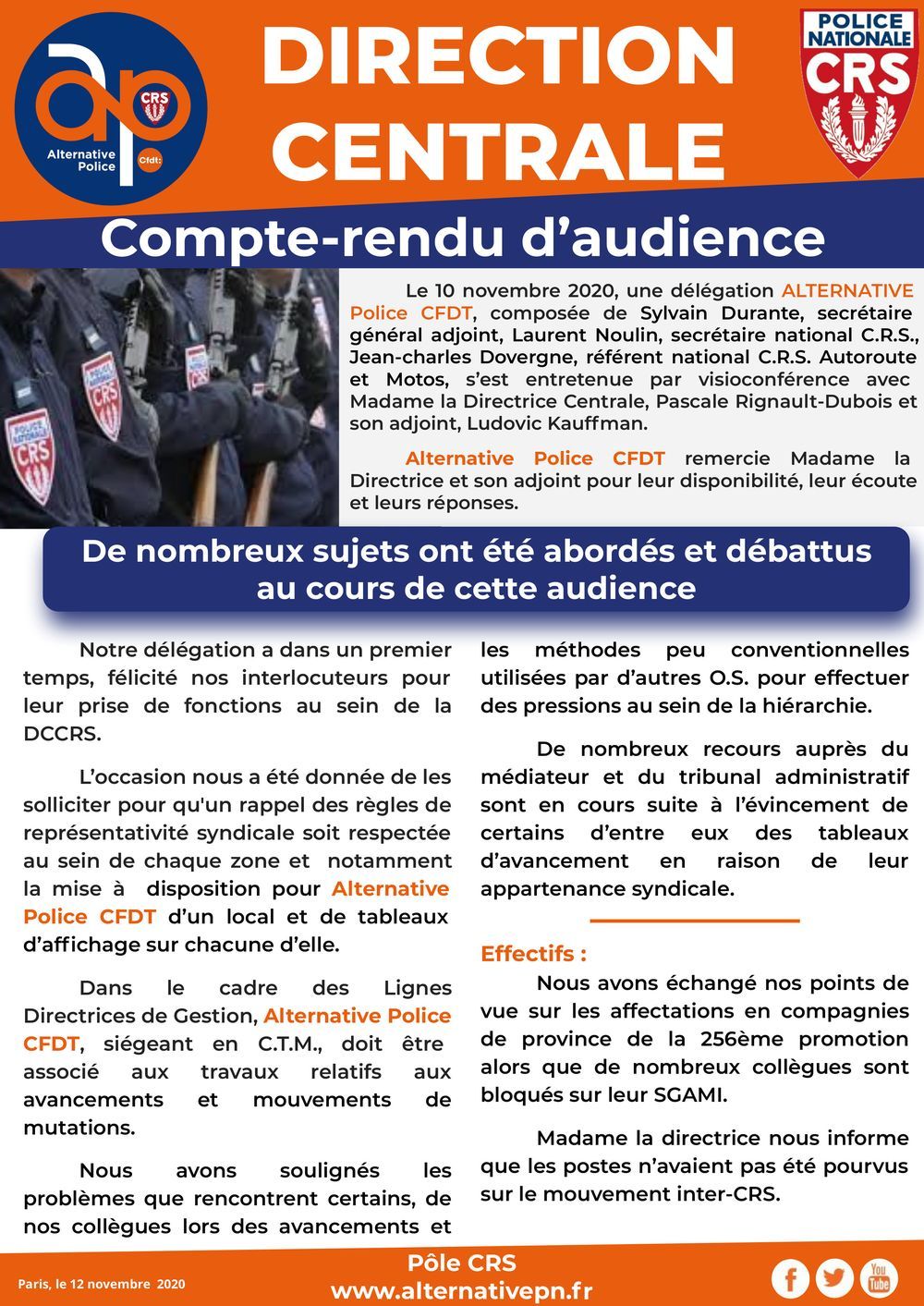 DCCRS : compte-rendu d'audience