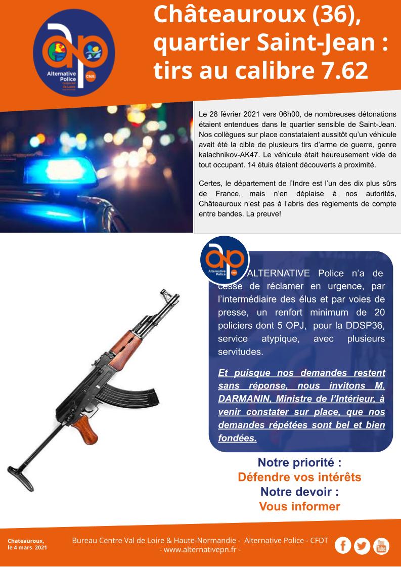 Chateauroux (36), quartier Saint-Jean : tirs au calibre 7.62