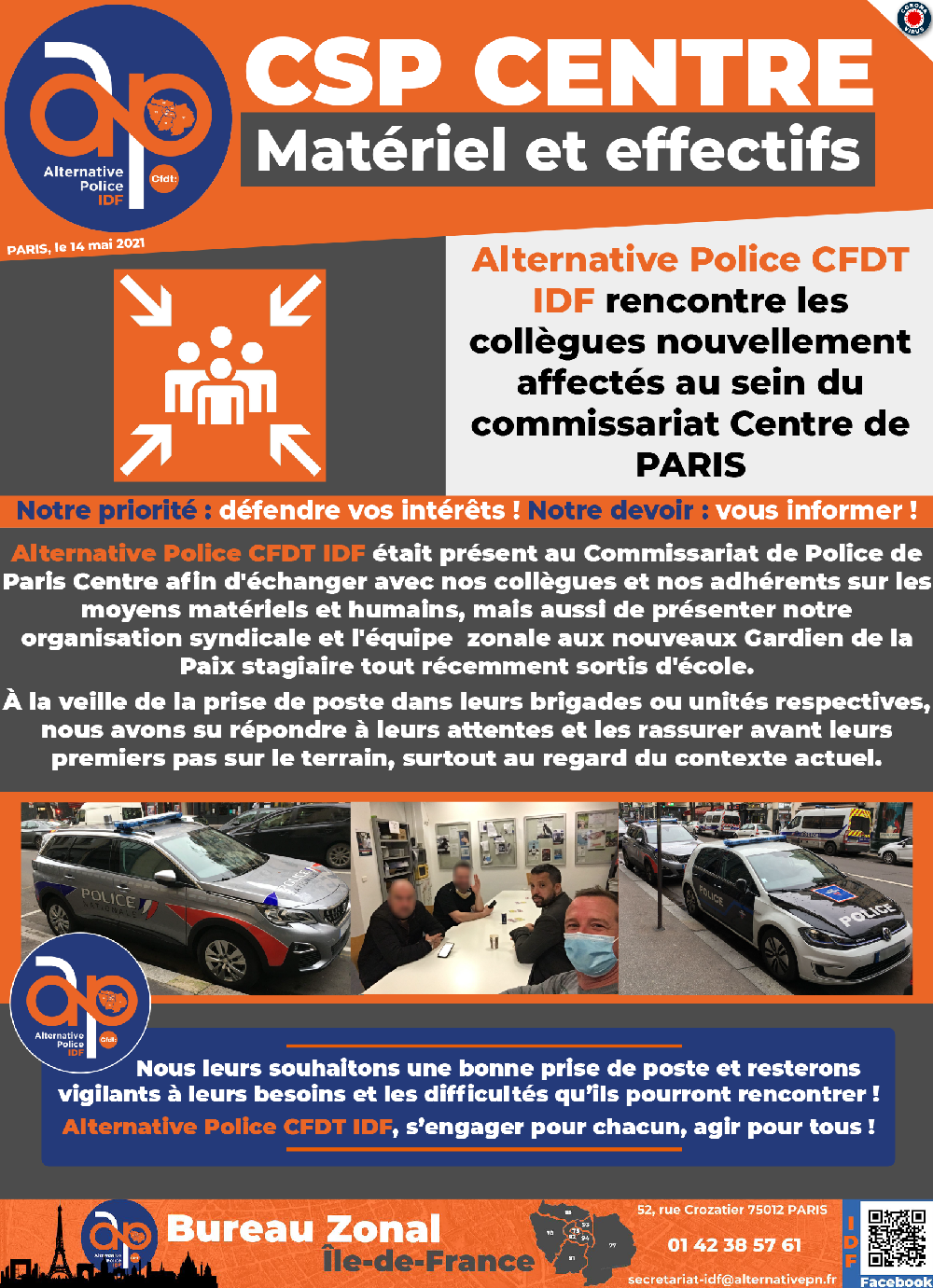 CSP CENTRE - Matériel et effectifs