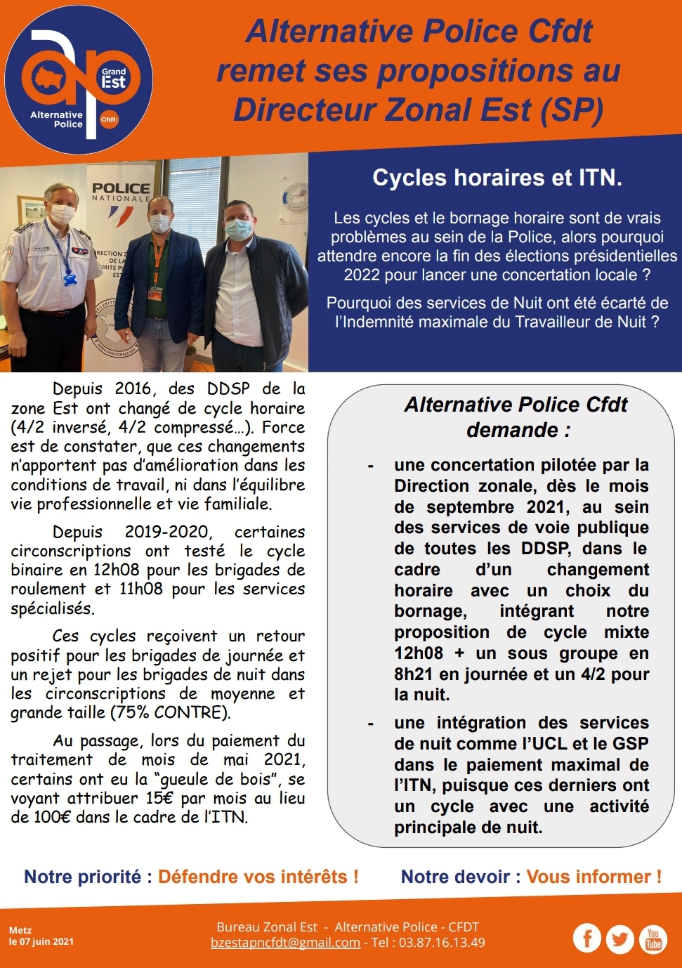 Cycles horaires et ITN.