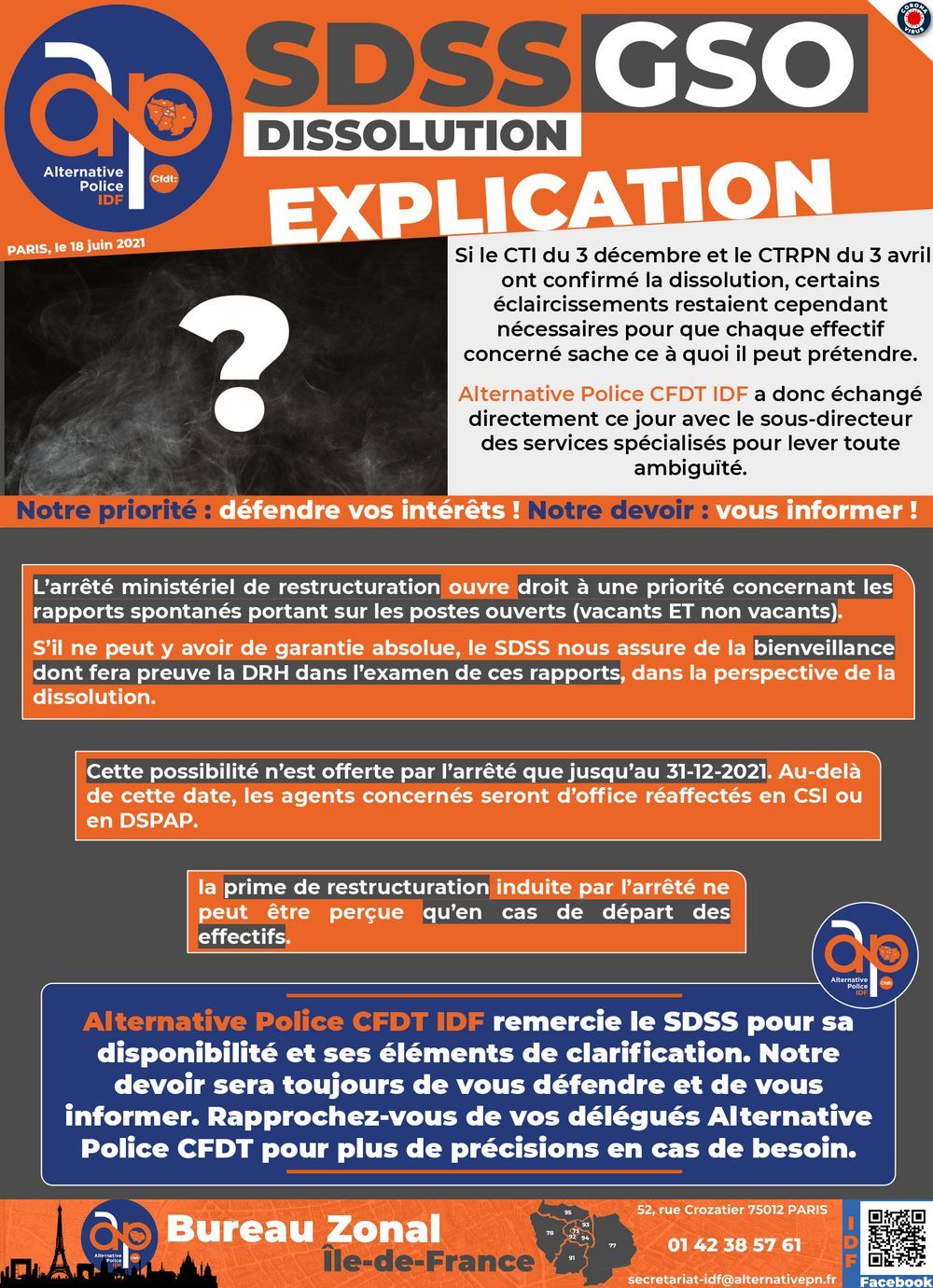 SDSS - DISSOLUTION GSO : EXPLICATIONS